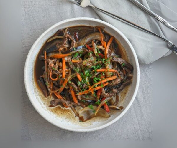 Wok de ternera con vegetales