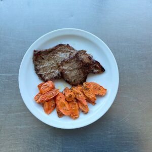 Bifes a la plancha con Zanahorias glaseadas