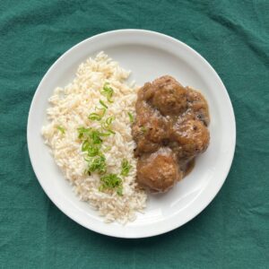 Albondigas de Ternera a la demi-glace con Arroz