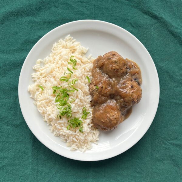 Albondigas de Ternera a la demi-glace con Arroz