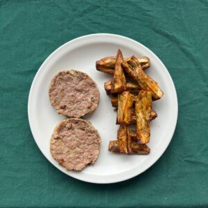 Hamburguesa de Ternera con Batatas