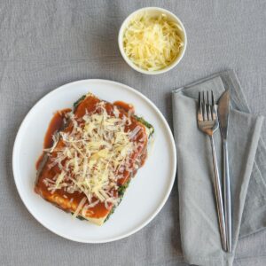 Lasagna de Espinaca, Carne y Vegetales al fileto