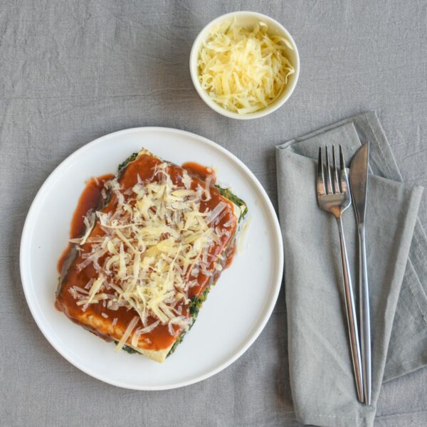 Lasagna de Espinaca, Carne y Vegetales al fileto